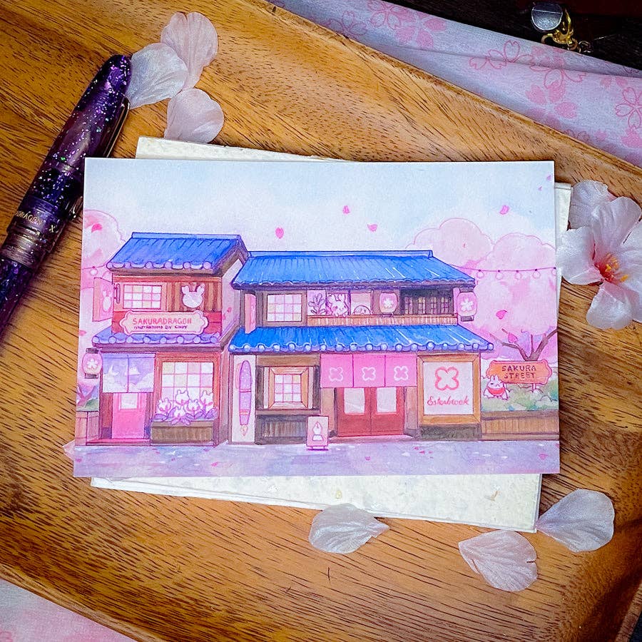 Sakura Street - Shopfronts Postcard