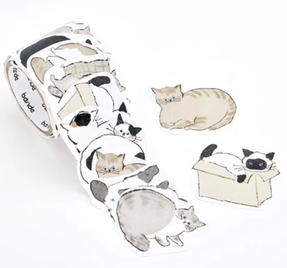 bande Writable Roll Stickers – Entspannte Katze Notizblock