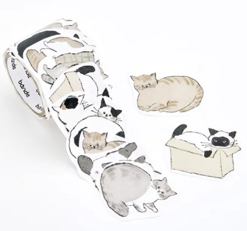 bande Writable Roll Stickers – Entspannte Katze Notizblock