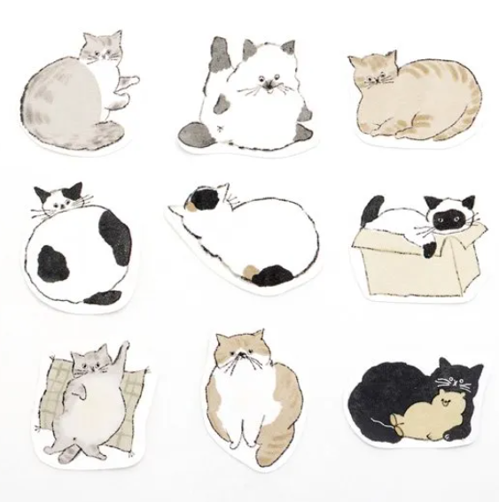 bande Writable Roll Stickers – Entspannte Katze Notizblock