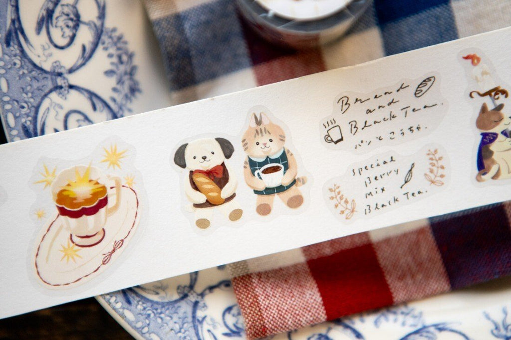 OURS Journal - Tea Room "Sleeping Cat" Kiss-cut PET Tape