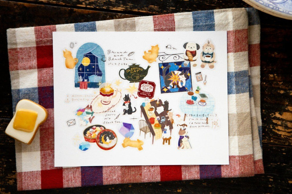 OURS Journal - Tea Room "Sleeping Cat" Kiss-cut PET Tape