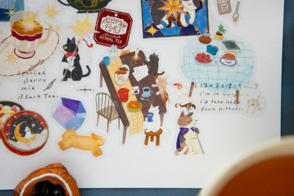 OURS Journal - Tea Room "Sleeping Cat" Kiss-cut PET Tape