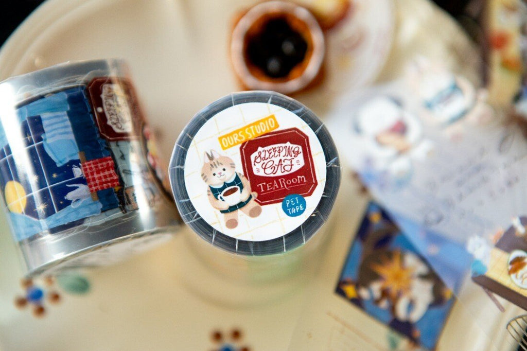 OURS Journal - Tea Room "Sleeping Cat" Kiss-cut PET Tape