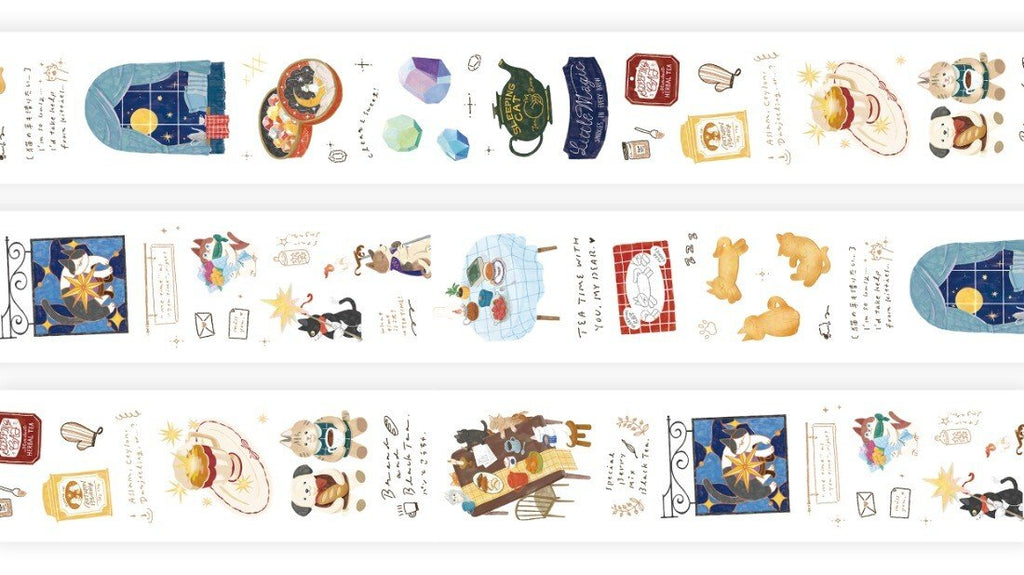 OURS Journal - Tea Room "Sleeping Cat" Kiss-cut PET Tape