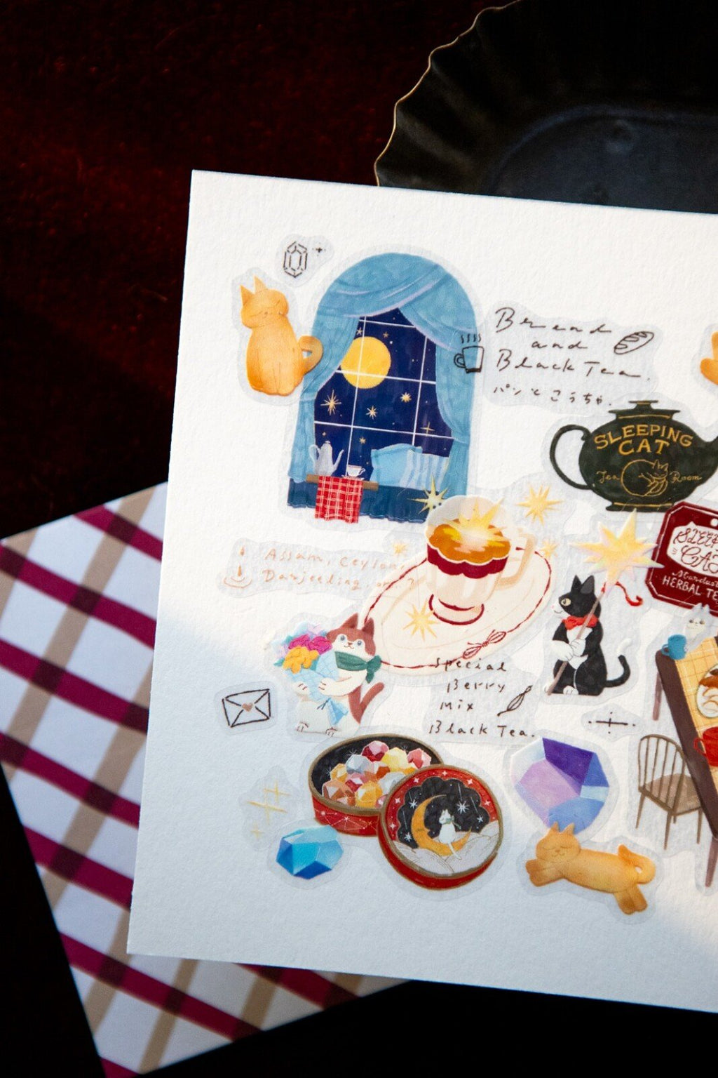OURS Journal - Tea Room "Sleeping Cat" Kiss-cut PET Tape